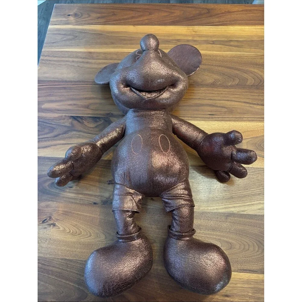 Disney Mickey Mouse Bronze Rose Gold Stuffed Animal Figure Stuffey 26”